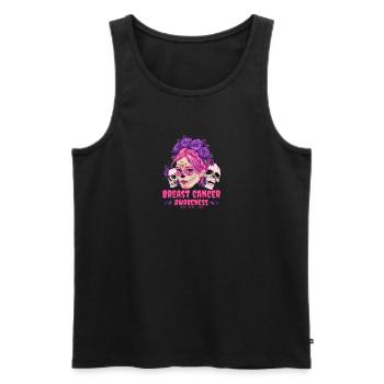 Sugar Skull Pink Ribbon Breast Cancer Awareness - Men's Premium Organic Tank Top - black - Front - Michal (187cm)