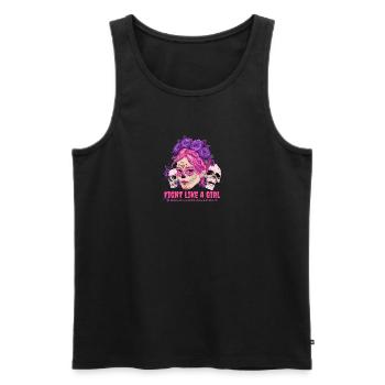Sugar Skull Pink Ribbon Kämpfe wie ein Mädchen - Männer Premium Bio Tank Top - Schwarz - Vorne - Michal (187cm)