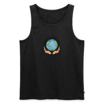 Just Stop Oil and Save the Earth - Just Stop Oil - Men's Premium Organic Tank Top - black - Front - AI Model Male 178 light (178cm)