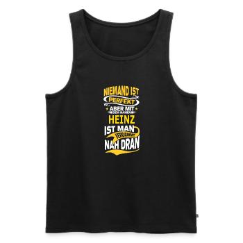 HEINZ - Männer Premium Bio Tank Top - Schwarz - Vorne - Michal (187cm)