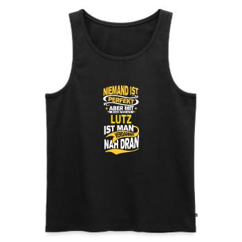 LUTZ - Männer Premium Bio Tank Top - Schwarz - Vorne - Michal (187cm)