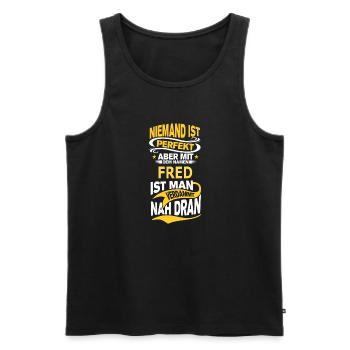FRED - Männer Premium Bio Tank Top - Schwarz - Vorne - Michal (187cm)