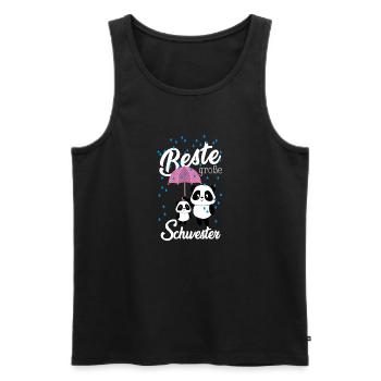 Beste große Schwester Panda Geschwister Mädchen - Männer Premium Bio Tank Top - Schwarz - Vorne - Michal (187cm)