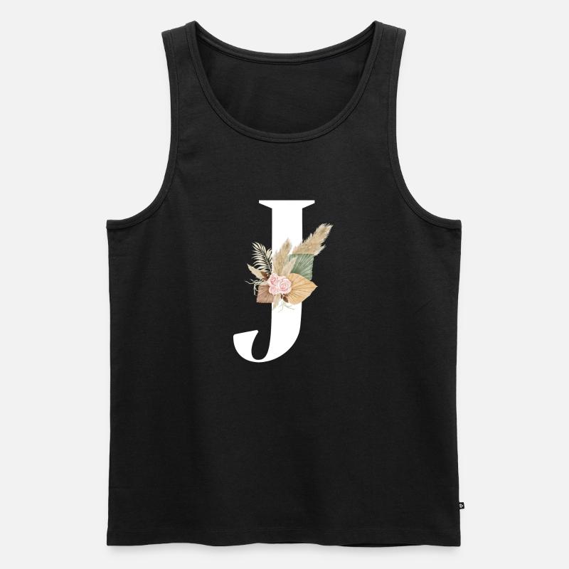 Buchstabe J blühte - Männer Premium Bio Tank Top - Schwarz
