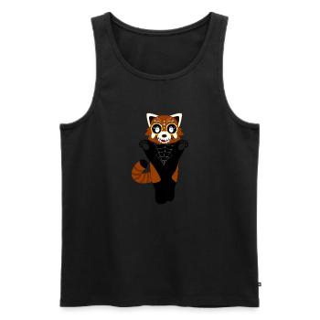 Panda roux déguisé en Santa Muerte pour Halloween - Débardeur bio Premium Homme - noir - Devant - AI Model Male 178 light (178cm)
