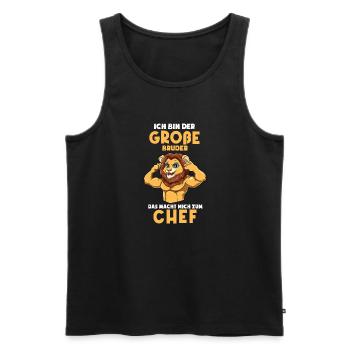 Lustiges Großer Bruder Shirt - Starker Löwe - Männer Premium Bio Tank Top - Schwarz - Vorne - Michal (187cm)