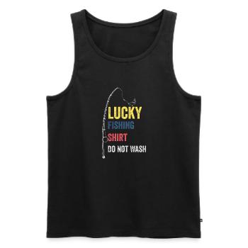 Lucky Fishing Shirt Do Not Wash - Men's Premium Organic Tank Top - black - Front - AI Model Male 178 light (178cm)