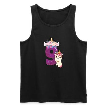 Baby Unicorn Birthday Number Nine Rainbow Sweet - Men's Premium Organic Tank Top - black - Front - AI Model Male 178 light (178cm)