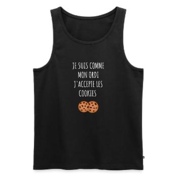 je suis comme mon ordi j'accepte les cookies - Débardeur bio Premium Homme - noir - Devant - AI Model Male 178 light (178cm)