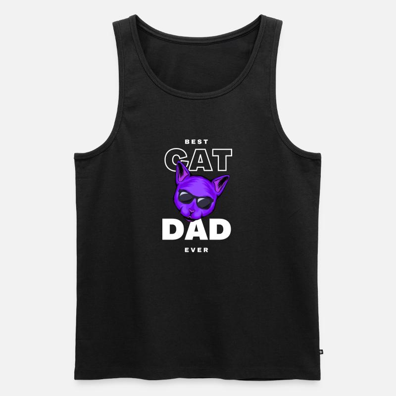 Papa Katze - Männer Premium Bio Tank Top - Schwarz