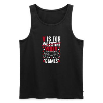 V stands for Video Games - Gamer Saying funny - Men's Premium Organic Tank Top - black - Front - Michal (187cm)