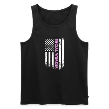 Travailleur social Drapeau américain - Débardeur bio Premium Homme - noir - Devant - Michal (187cm)