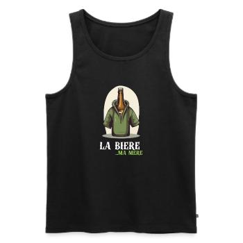 La bière... Ma mère - Débardeur bio Premium Homme - noir - Devant - Michal (187cm)