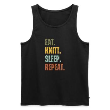EAT KNITT SLEEP REPEAT - Men's Premium Organic Tank Top - black - Front - Michal (187cm)