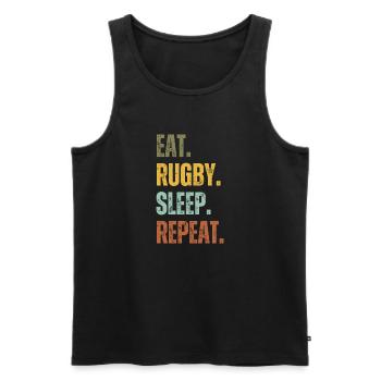 EAT RUGBY SLEEP REPEAT - Men's Premium Organic Tank Top - black - Front - Michal (187cm)