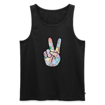 Peace-Finger - Männer Premium Bio Tank Top - Schwarz - Vorne - Michal (187cm)