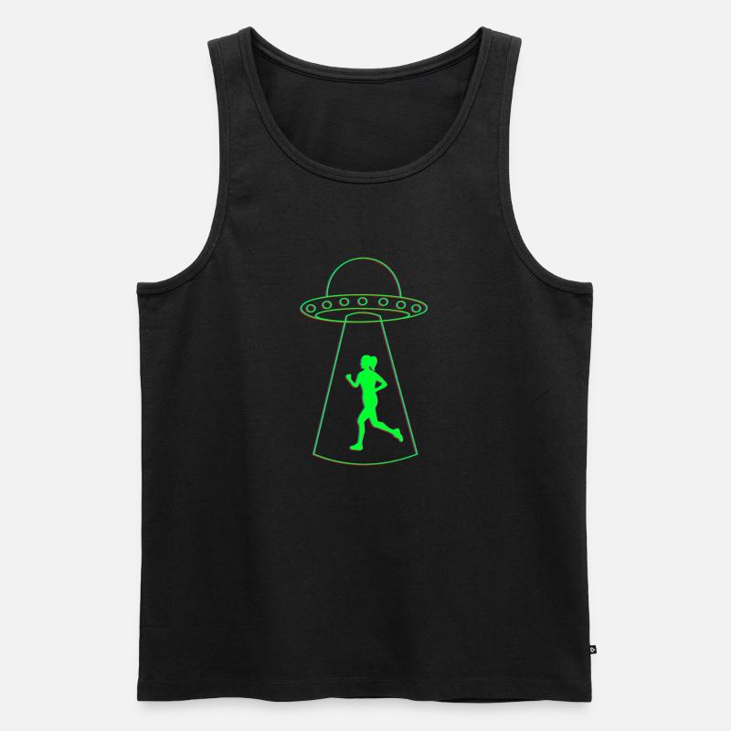 Ufo und Joggerin - Männer Premium Bio Tank Top - Schwarz