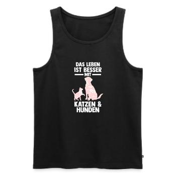 Hunde Katzenliebhaber Hundeliebhaber Katzen - Männer Premium Bio Tank Top - Schwarz - Vorne - Michal (187cm)