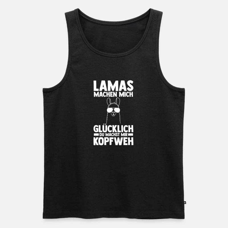 Lama - Männer Premium Bio Tank Top - Schwarz