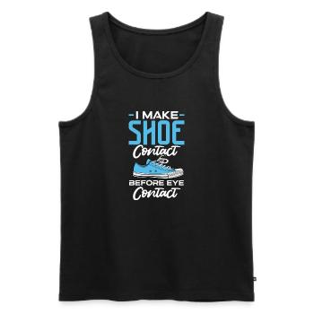 I make shoe contact before eye contact Design - Men's Premium Organic Tank Top - black - Front - AI Model Male 178 light (178cm)