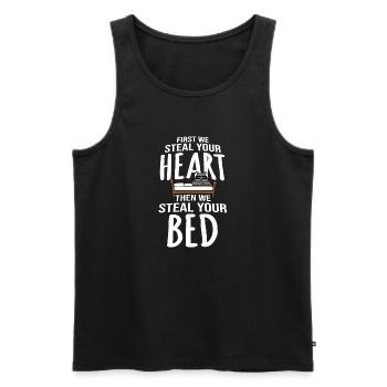 First We Steal Your Heart Then We Steal Your Bed - Men's Premium Organic Tank Top - black - Front - Michal (187cm)