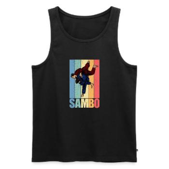 Sambo Arts Martiaux Russie URSS Costume de sport - Débardeur bio Premium Homme - noir - Devant - AI Model Male 178 light (178cm)