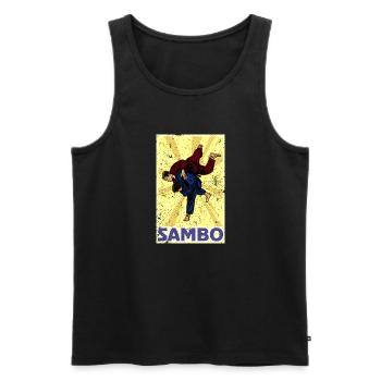 Sambo, Russie, Arts martiaux, Sport de l’URSS - Débardeur bio Premium Homme - noir - Devant - AI Model Male 178 light (178cm)