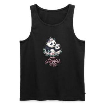 Happy Mother's Day Floral Wreath Mum Panda - Männer Premium Bio Tank Top - Schwarz - Vorne - AI Model Male 178 light (178cm)