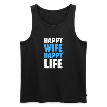 Happy Wife Happy Life - Männer Premium Bio Tank Top - Schwarz - Vorne - Michal (187cm)