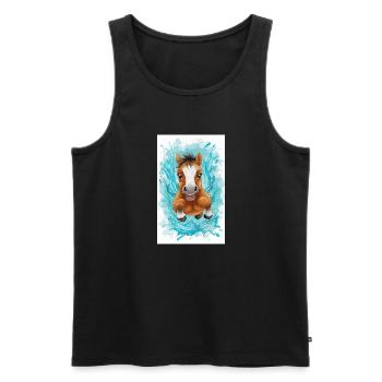 Kleines schwimmendes Pferd - Männer Premium Bio Tank Top - Schwarz - Vorne - AI Model Male 178 light (178cm)