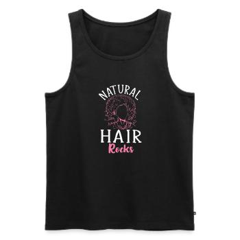 Lockiges Haar Afro Locken Natürliches Haar - Männer Premium Bio Tank Top - Schwarz - Vorne - Michal (187cm)