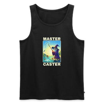 Maître lanceur de sorts - Magicien de la pêche magique - Débardeur bio Premium Homme - noir - Devant - AI Model Male 178 light (178cm)