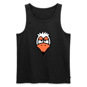 Bird looks funny, annoyed, tired, angry, frustrated - Men's Premium Organic Tank Top - black - Front - AI Model Male 178 light (178cm)
