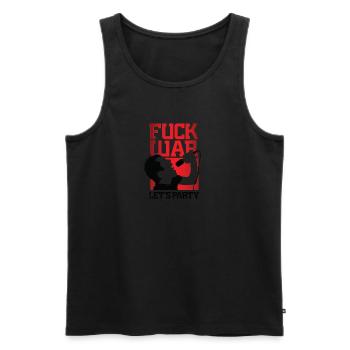 Fuck War. Laissez-nous faire la fête! - Débardeur bio Premium Homme - noir - Devant - AI Model Male 178 light (178cm)