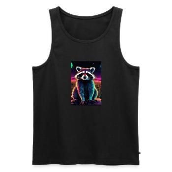 raccoon,comic,urban, watercolor, colorful,city - Men's Premium Organic Tank Top - black - Front - Michal (187cm)