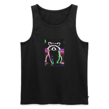 raccoon,comic,urban, watercolor, colorful,city - Men's Premium Organic Tank Top - black - Front - Michal (187cm)