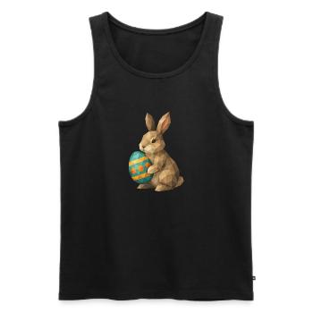Lapin de Pâques géométrique - Débardeur bio Premium Homme - noir - Devant - AI Model Male 178 light (178cm)