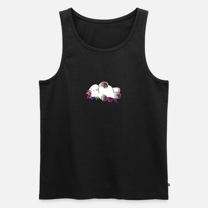 Mampfendes Comic Einhorn Regenbogen - Männer Premium Bio Tank Top - Schwarz