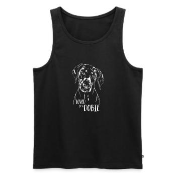 Loved by a Dobie dog saying Doberman Wilsigns - Men's Premium Organic Tank Top - black - Front - Michal (187cm)