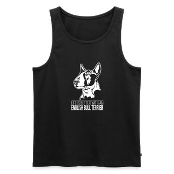 La vie du Bull Terrier anglais est meilleure Chiens Wilsigns - Débardeur bio Premium Homme - noir - Devant - AI Model Male 178 light (178cm)