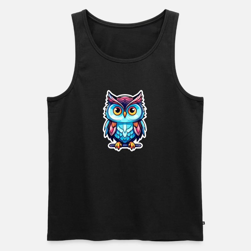 Eule Illustration - Männer Premium Bio Tank Top - Schwarz