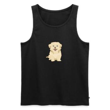 Cute dog as illustration - Men's Premium Organic Tank Top - black - Front - Michal (187cm)