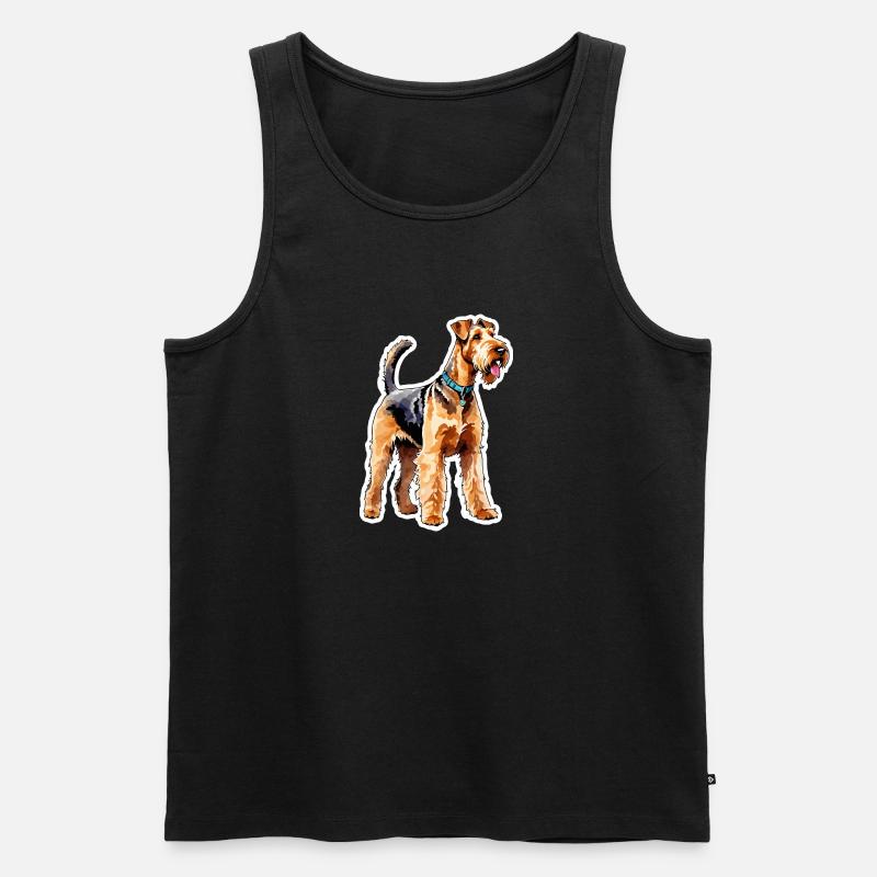 Airedale Terrier Wasserfarben - Männer Premium Bio Tank Top - Schwarz