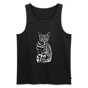 Katze weiß weiße Katze Kätzchen cute Geschenk - Männer Premium Bio Tank Top - Schwarz - Vorne - AI Model Male 178 light (178cm)