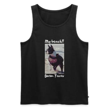 Le Boston Terrier est propriétaire de la plage - Débardeur bio Premium Homme - noir - Devant - Michal (187cm)