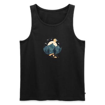Randonnée nocturne en montagne. Motif extérieur - Débardeur bio Premium Homme - noir - Devant - AI Model Male 178 light (178cm)