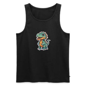 Dino - Männer Premium Bio Tank Top - Schwarz - Vorne - AI Model Male 178 light (178cm)