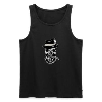 Hipster Skull Totenkopf mit Bayernhut - Männer Premium Bio Tank Top - Schwarz - Vorne - AI Model Male 178 light (178cm)
