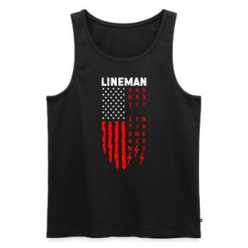 Funny High Voltage Electrician Saying Electrics - Men's Premium Organic Tank Top - black - Front - AI Model Male 178 light (178cm)