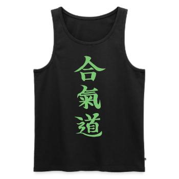 Grünes Aikido Kanji Design - Männer Premium Bio Tank Top - Schwarz - Vorne - Michal (187cm)